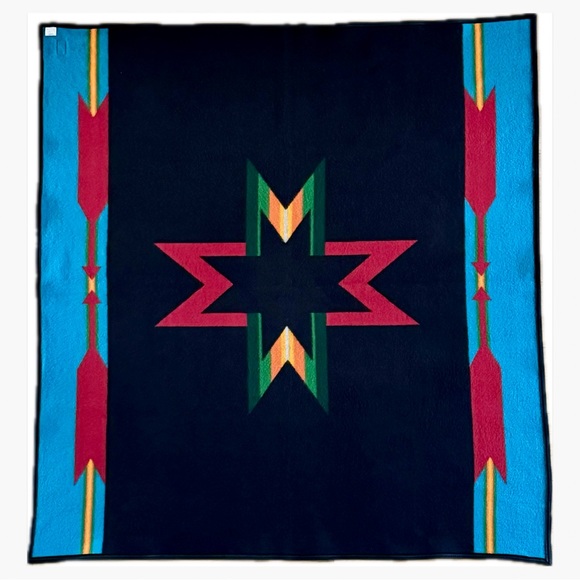 Rare⭐️Pendleton Sioux Star Reversible Blanket w/Grand Canyon Leather Carrier - Picture 2 of 10